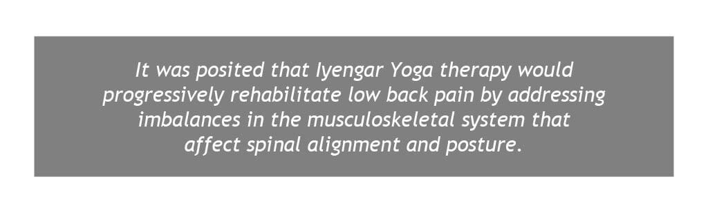Iyengar Yoga Therapy to Relieve Low Back Pain