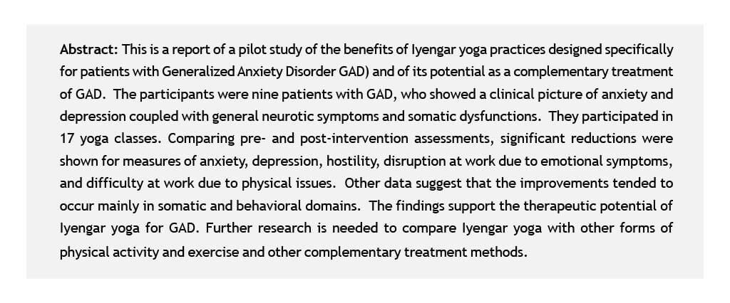 ABSTRACT Iyengar Yoga treatment for Anxiety Disorder