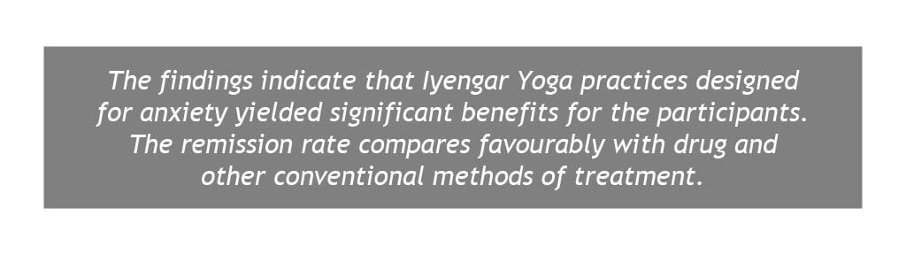 Iyengar Yoga's significant benefit for patients with anxiety disorder