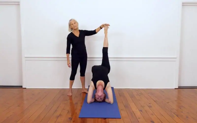 Iyengar yoga video thumbnail: Eka Pada Viparita Dandasana (One-Legged Inverted Staff Pose)