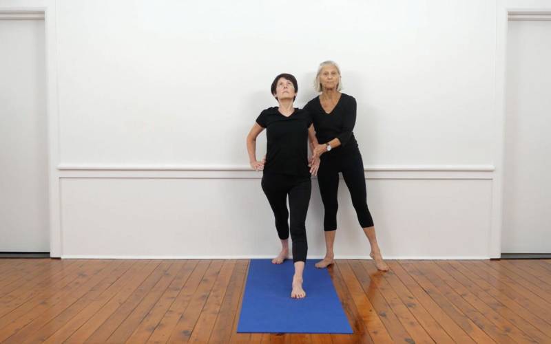 Iyengar yoga video thumbnail: Stabilising sequence of standing poses to the wall