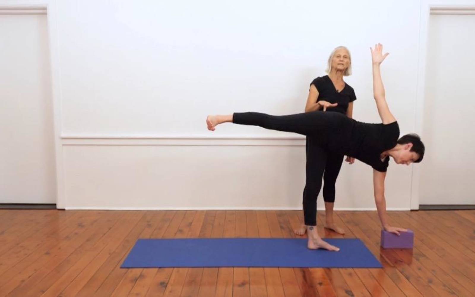 Smiling Woman Parivrtta Ardha Chandrasana Yoga Stock Photo 1159747318 |  Shutterstock