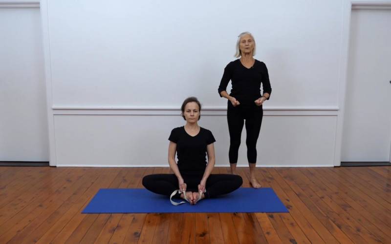 Iyengar yoga video thumbnail: Healing yoga poses for shoulders, neck and hips