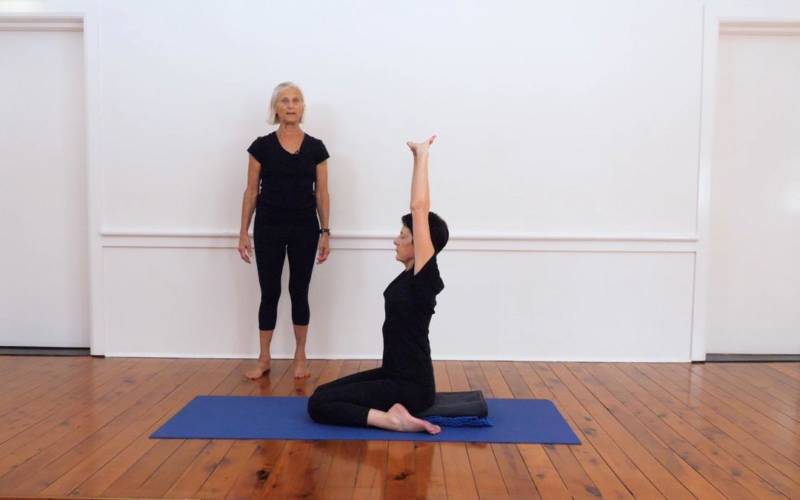 Parvatasana in Virasana pose