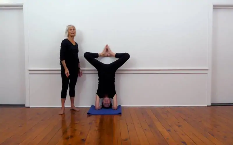 Baddha Konasana in Sirsasana pose