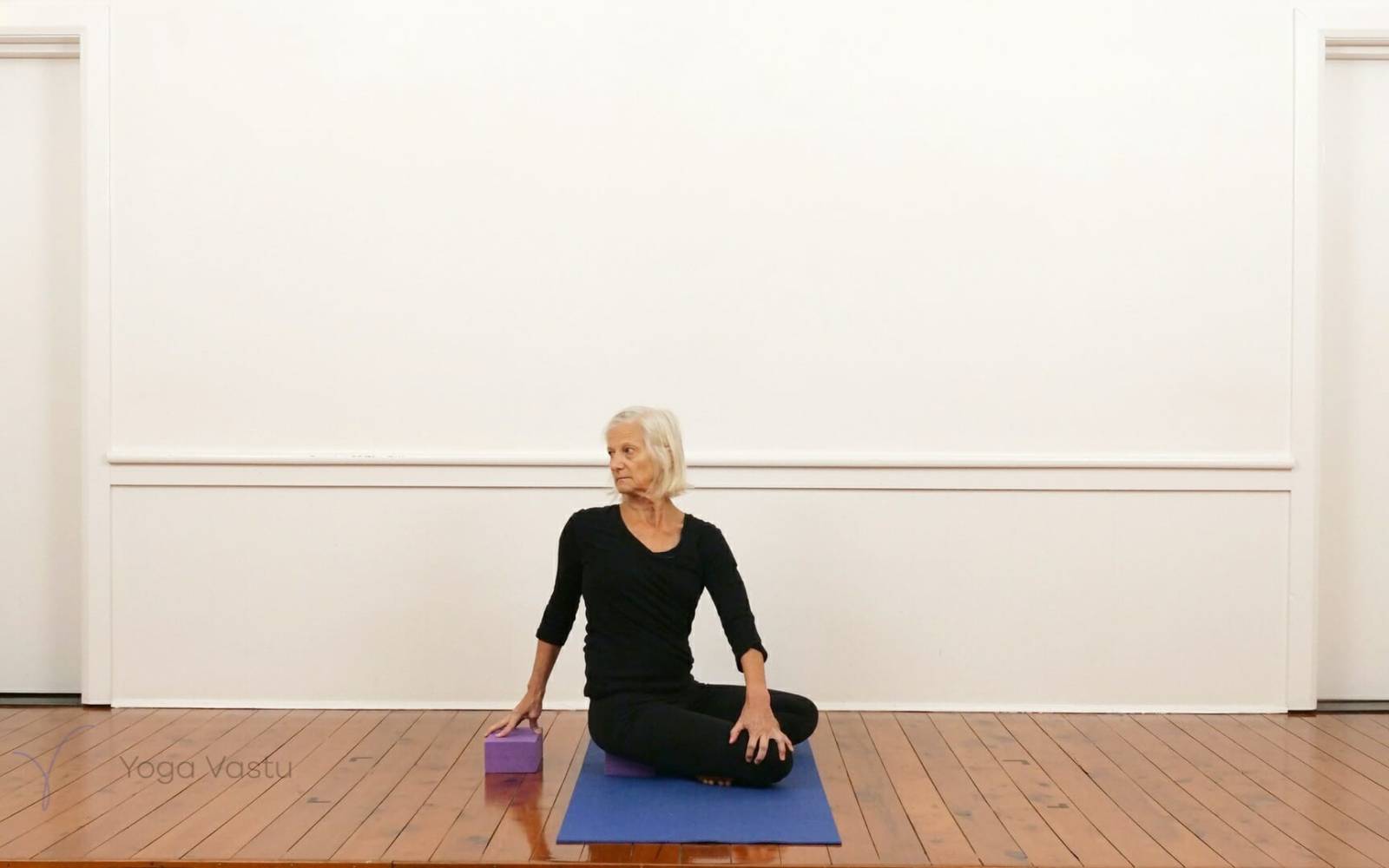 Online Iyengar yoga videos | Shoulder-opening poses with restorative and pranayama (210)