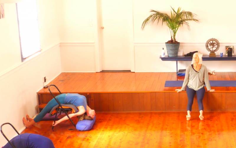 Iyengar yoga video thumbnail: Wednesday Advanced Term 2 (Restorative and Pranayama)