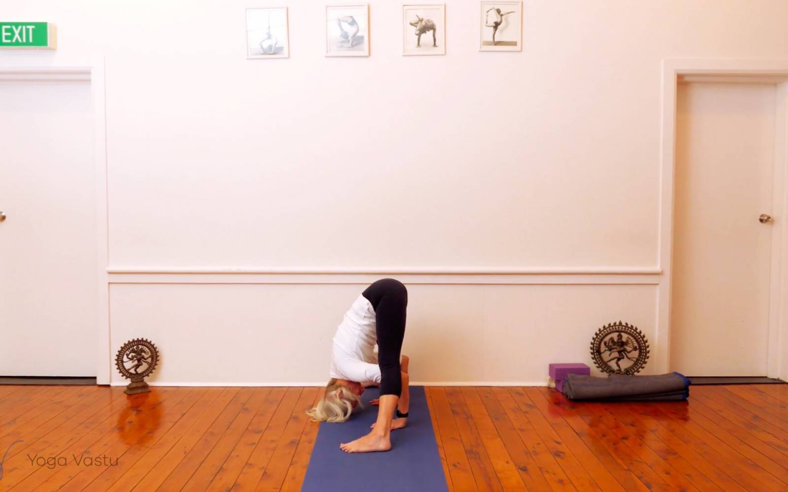 Online Iyengar yoga videos | Twisting in Standing Poses with Wall Support (Level 3)