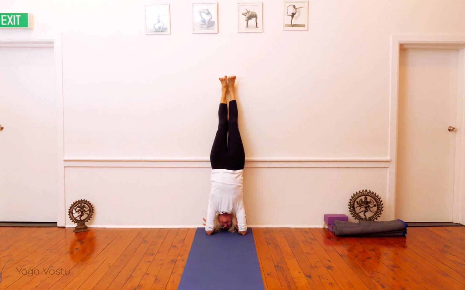 Online Iyengar yoga videos | Twisting in Standing Poses with Wall Support (Level 3)