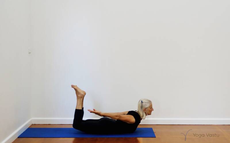Online Iyengar yoga video thumbnail: Engaging the Back Body and Legs in Backbends