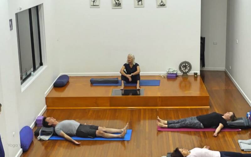 Online Iyengar yoga video thumbnail: Weekly Restorative and Pranayama Session