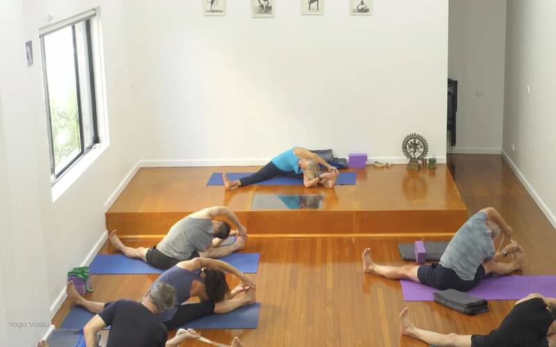 Online Iyengar yoga video thumbnail: Seated Poses with a Focus on Hip Mobility