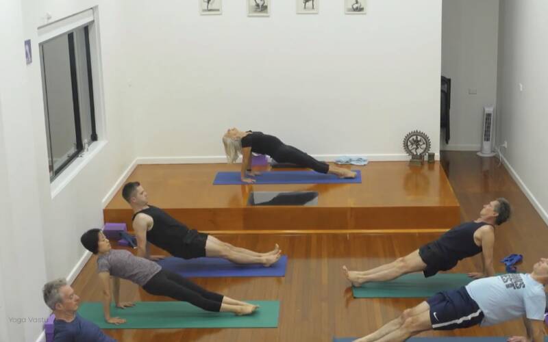 Online Iyengar yoga video thumbnail: Dynamic Hip Opening and Core Strengthening